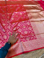Dual Shade Pink 100% Pure Banarasi Katan Silk Meenakari Saree