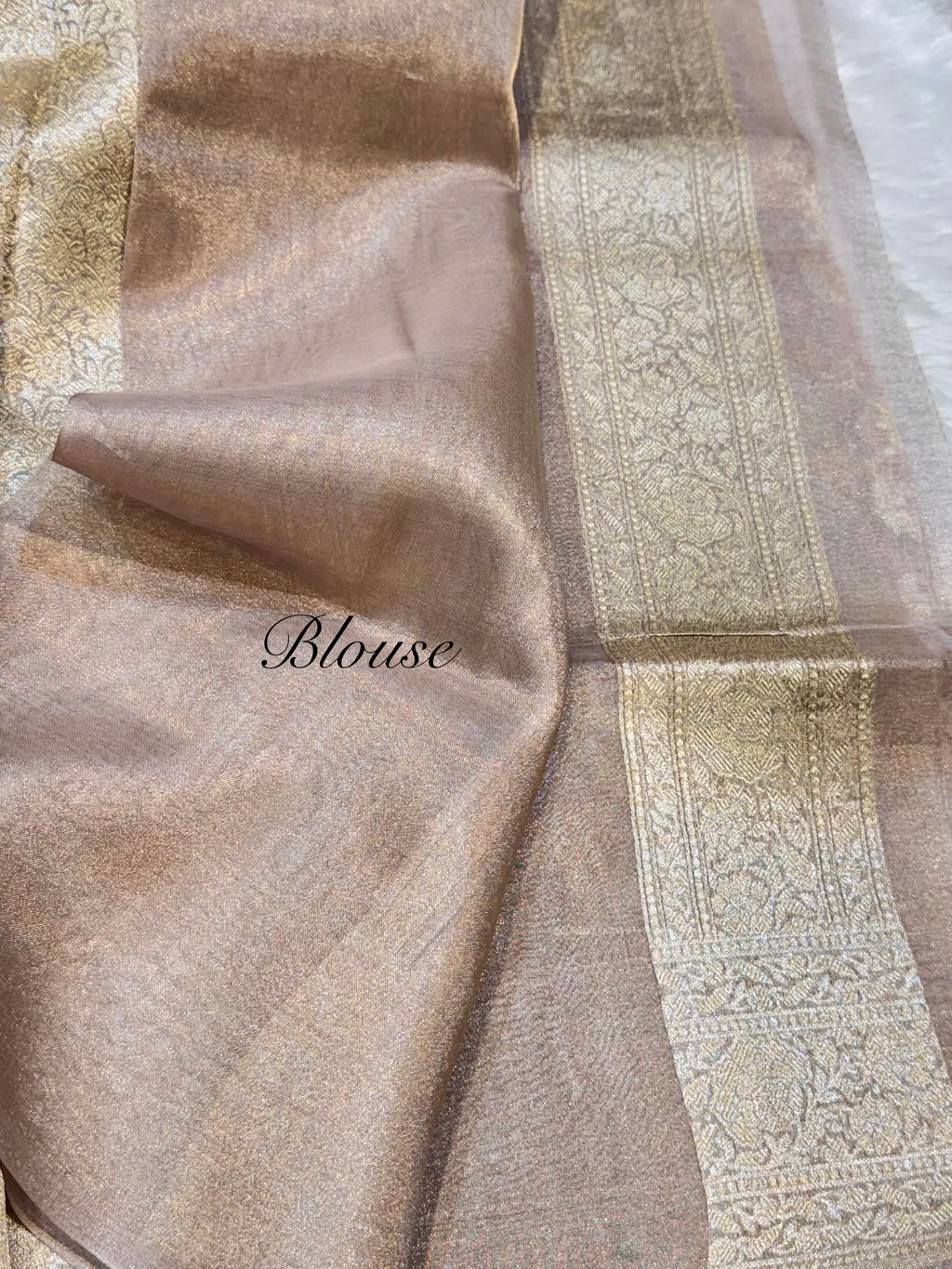 Diamond Beige 100% Pure Tissue Silk Banarasi Partywear Saree