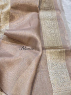 Diamond Beige 100% Pure Tissue Silk Banarasi Partywear Saree