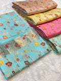 Sky Blue 100% Pure Banarasi Raw Mango Silk Saree