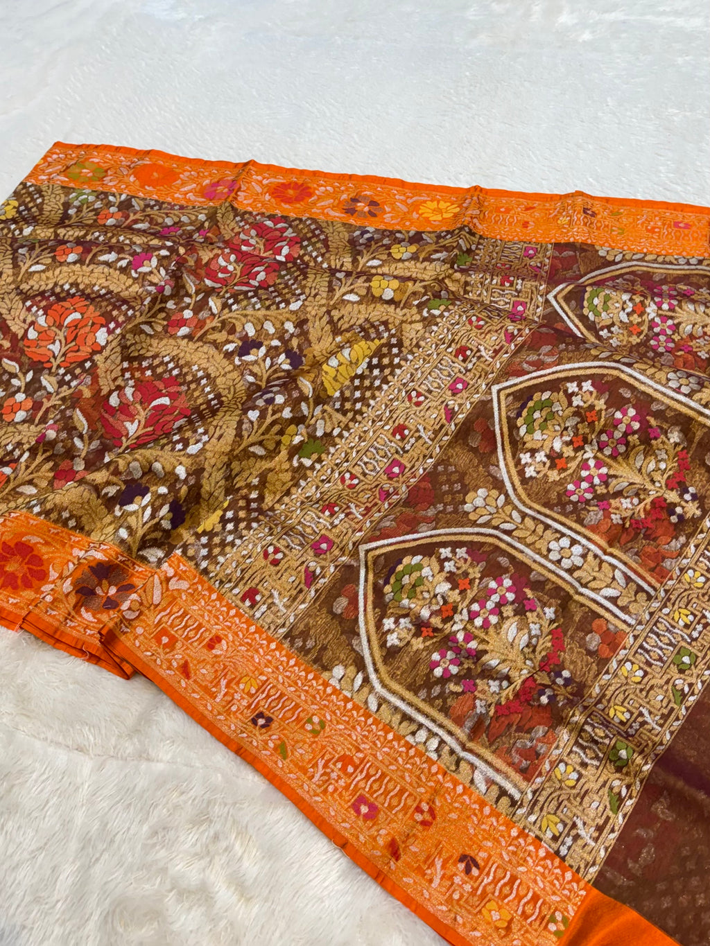 Cheeku 100% Pure Ektara Banarasi Kora Jamdani Saree
