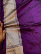 Wine Purple 100% Pure Banarasi Katan Silk Meenakari Saree
