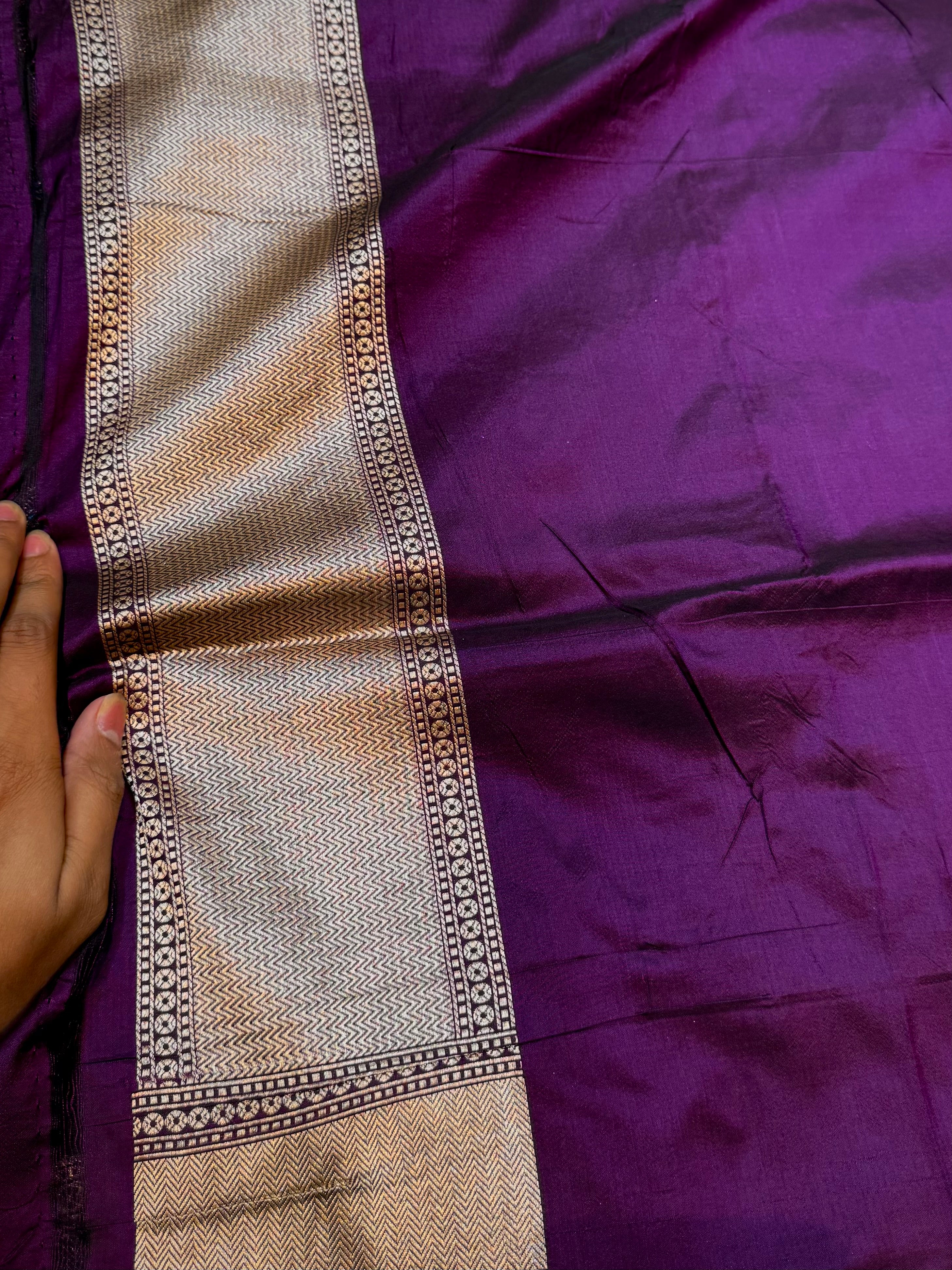 Wine Purple 100% Pure Banarasi Katan Silk Meenakari Saree