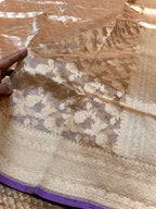 Diamond Gold 100% Pure Tissue Silk Banarasi Partywear Saree