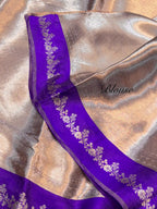 Violet Purple 100% Pure Banarasi Molten Tissue Silk Brocade Saree