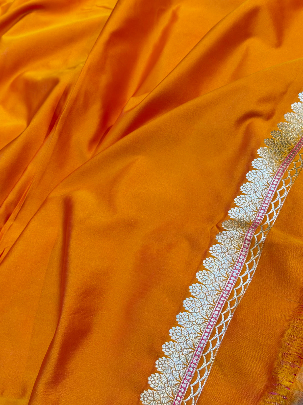 Orange Banarasi Soft Mashru Silk Partywear Saree