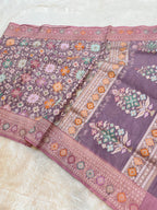 Pastel Lilac Pure Banarasi Ektara Kora Jamdani Saree