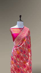 Prebook | Rani Pink 100% Pure Banaras Katan Silk Rangkaat Saree