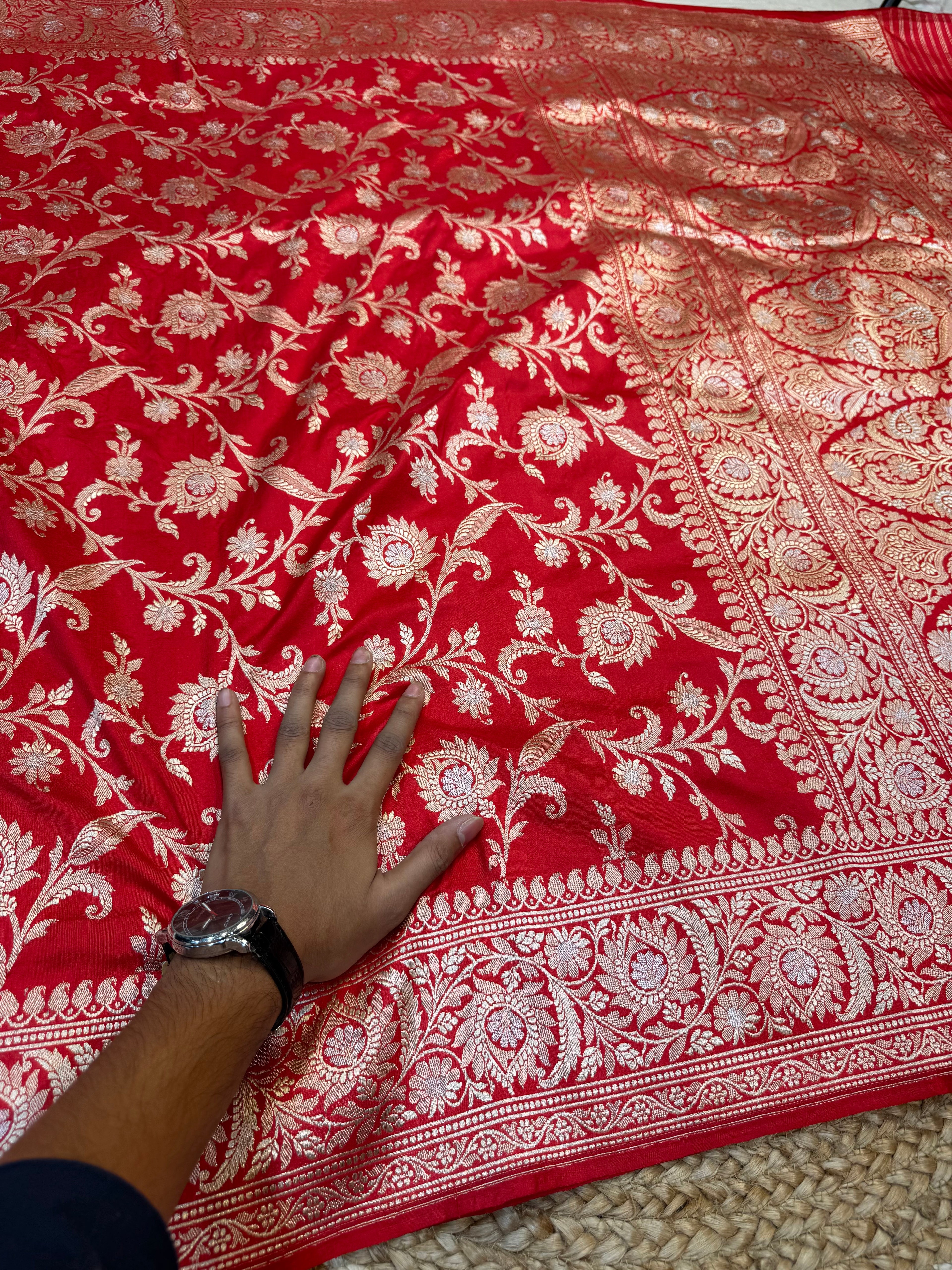 Red 100% Pure Banarasi Katan Silk Handloom Handwoven Pattu Saree