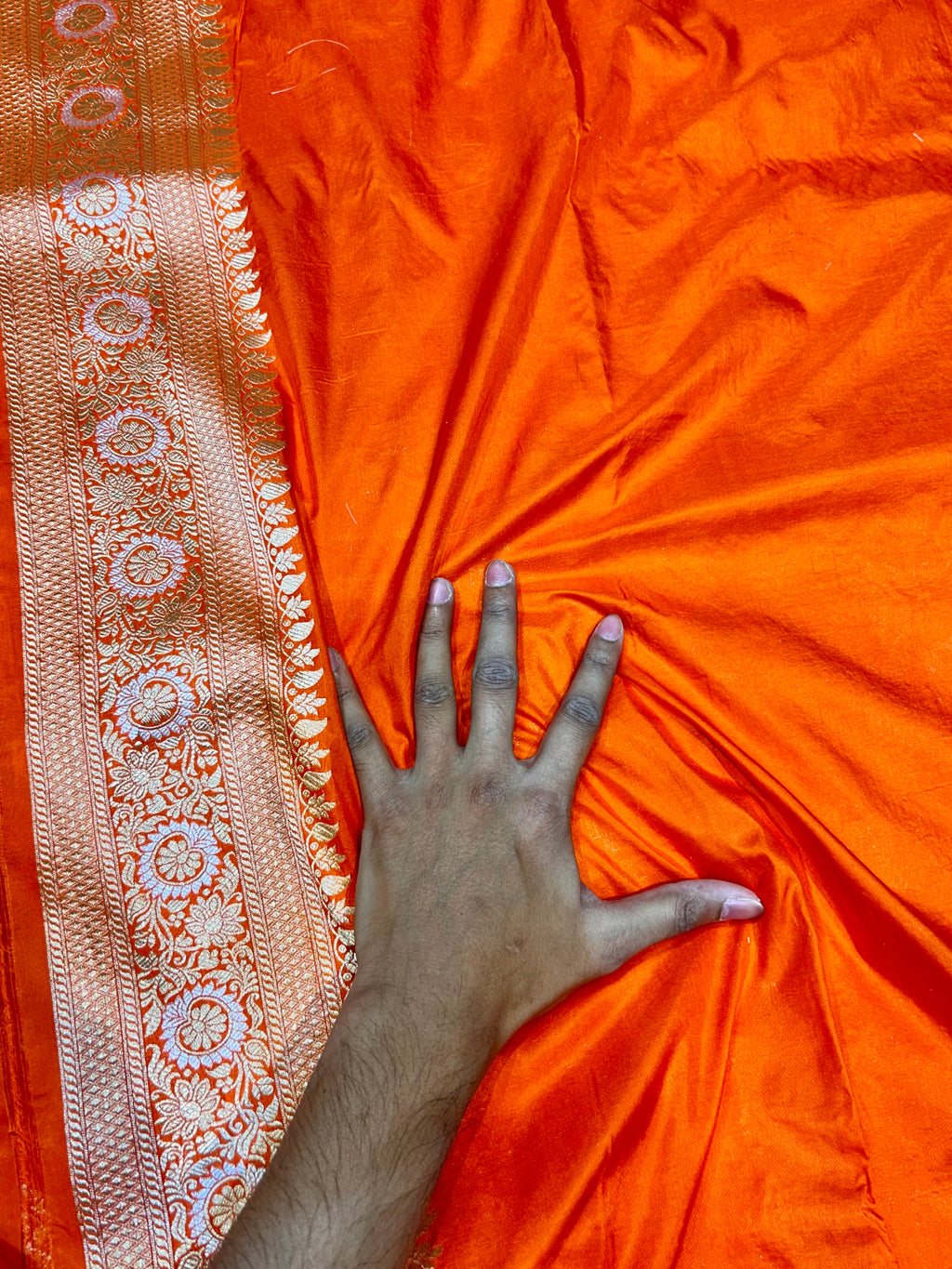 Fanta Orange 100% Pure Banarasi Katan Silk Meenakari Saree