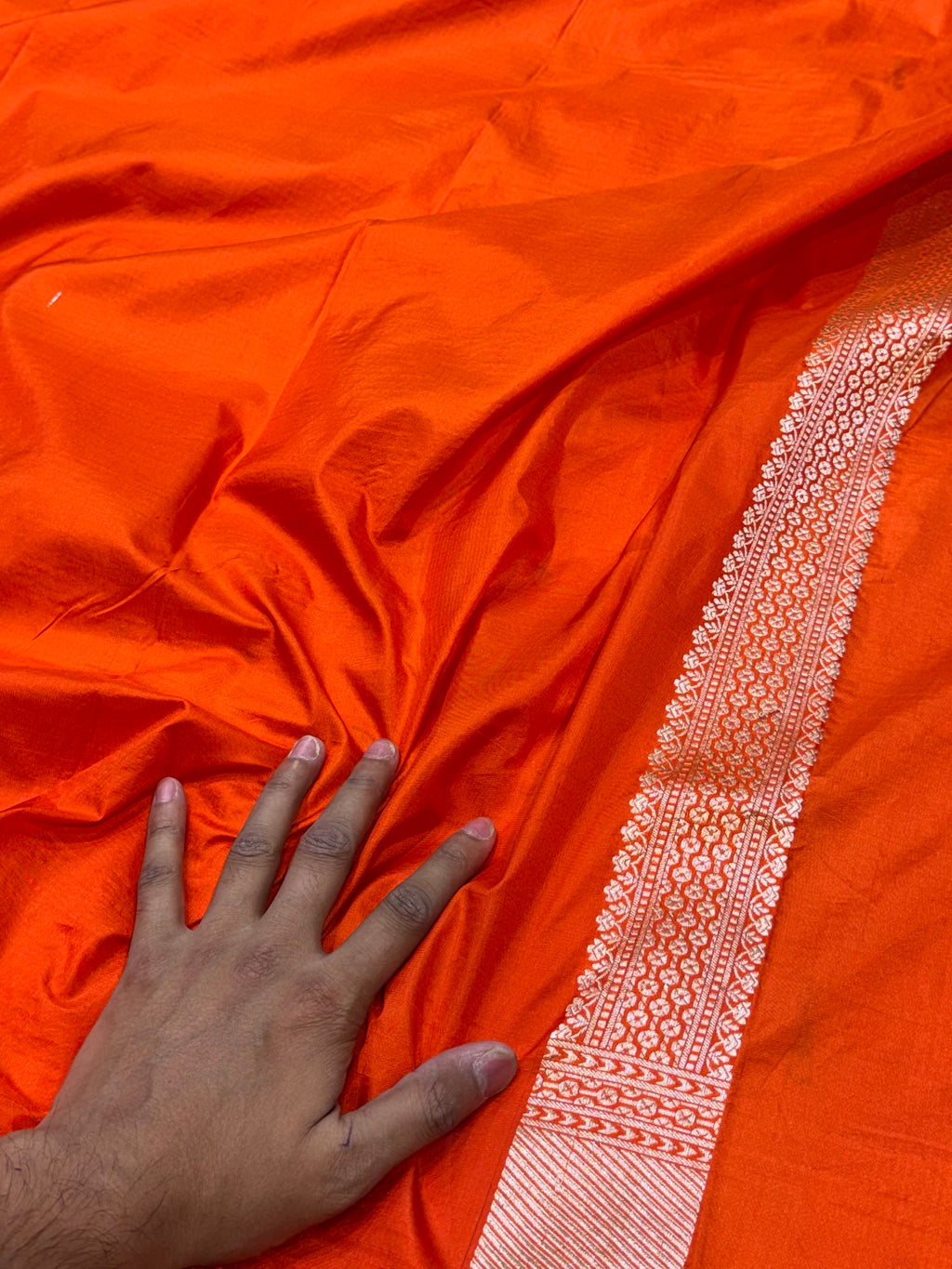 Prebook | Fanta Orange 100% Pure Banarasi Katan Silk Meenakari Brocade Saree