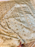 Beige Banarasi SemiKatan Silk Partywear Saree