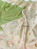 Green Tissue Silk Partywear Banarasi Embroidery Tissue Border Lightweight Sarees