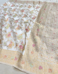 White Banarasi SemiKatan Silk Partywear Saree