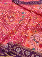 Pink Ektara Banarasi Kora Jamdani Saree
