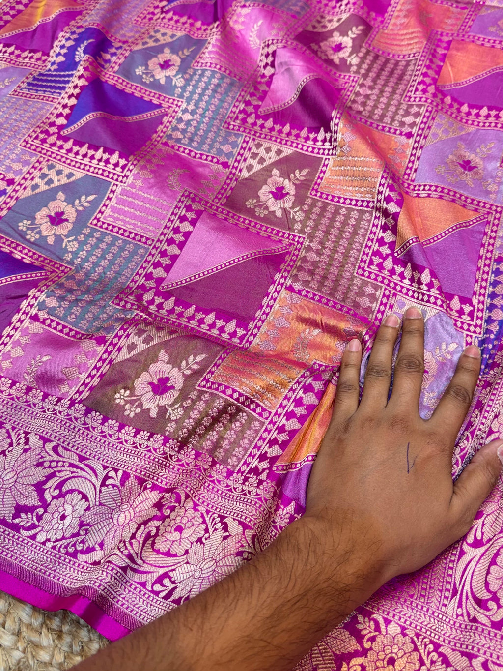 Magenta Pink 100% Exclusive Pure Banaras Katan Silk Rangkaat Saree