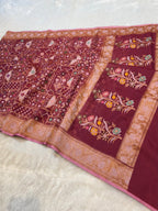 Prebook | Maroon 100% Pure Ektara Banarasi Cotton Jamdani Saree