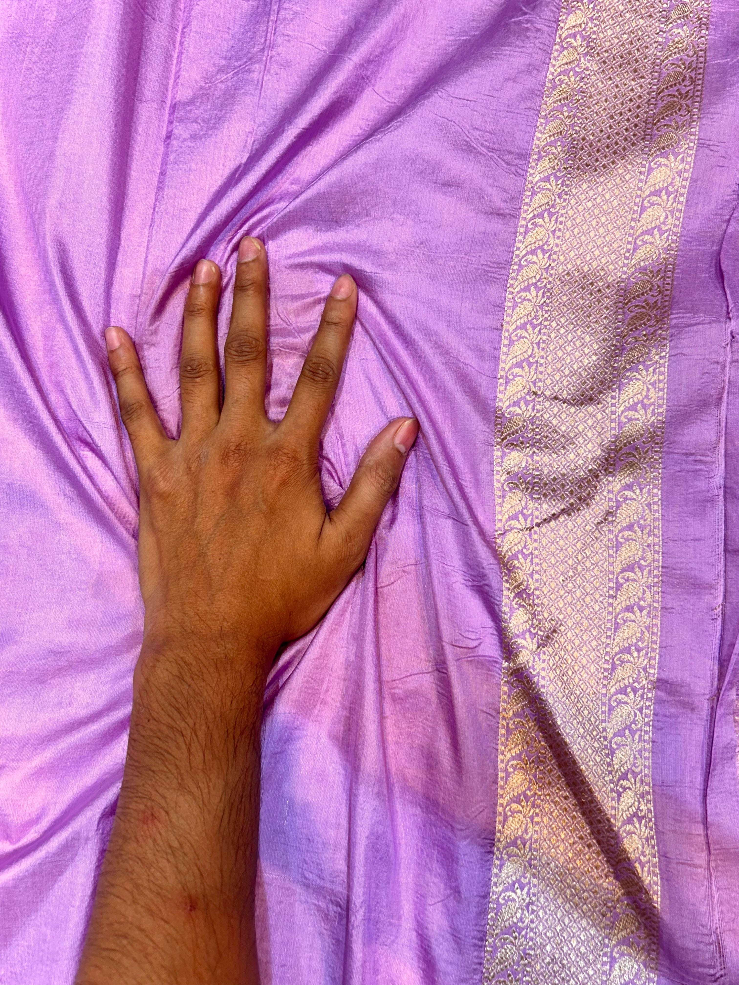 Lavender 100% Pure Banarasi Katan Silk Saree