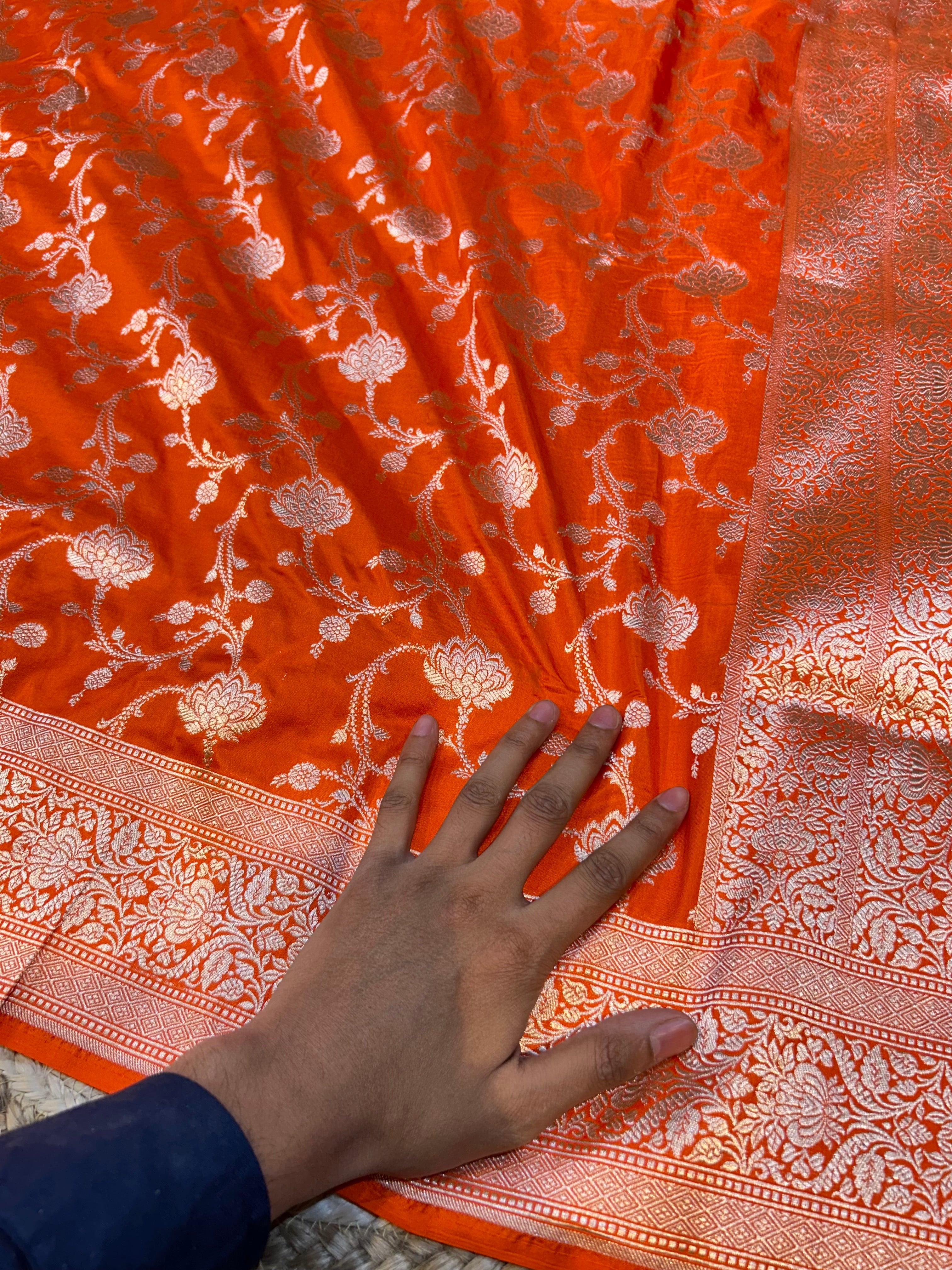 Fanta Orange 100% Pure Banarasi Katan Silk Saree