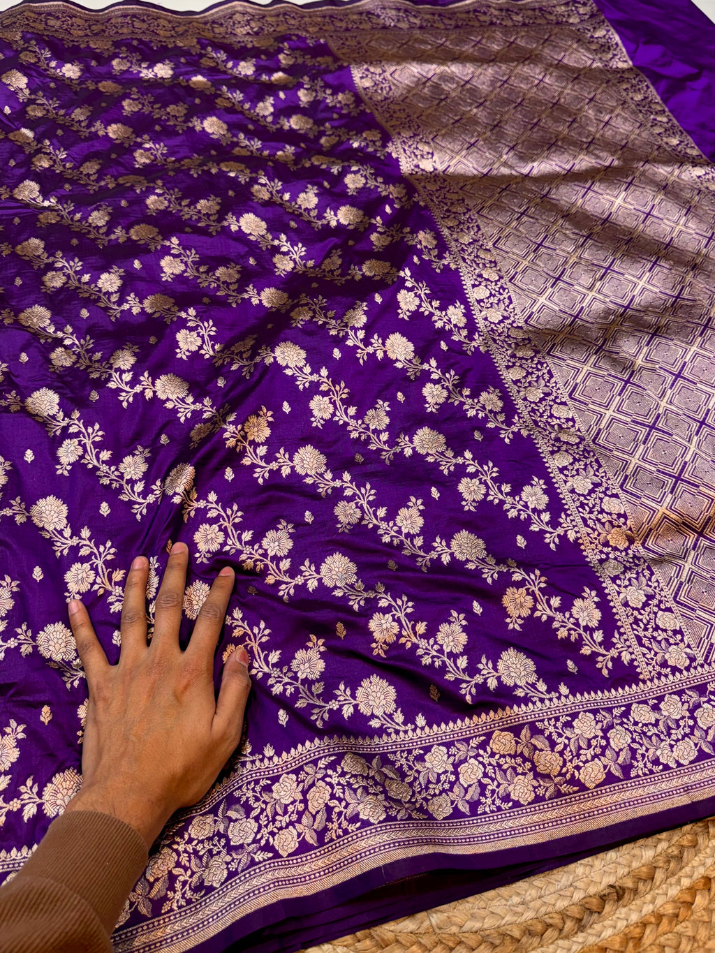 Prebook | Violet Purple 100% Pure Banarasi Katan Silk Saree
