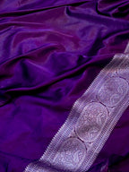 Violet Purple Banarasi Soft Meenakari Mashru Silk Partywear Saree