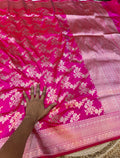 Rani Pink 100% Pure Banarasi Katan Silk Saree