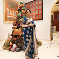 Peacock Blue Neeta Ambani Mam inspired 100% Pure Banarasi Katan Silk Meenakari Saree