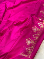 Magenta Pink 100% Pure Banaras Katan Silk Handloom Handwoven Pattu Saree