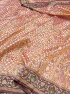 Prebook | Diamond Peach Pure Ektara Banarasi Tissue Jamdani Saree