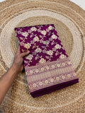Prebook | Wine Purple 100% Pure Banarasi Katan Silk Saree