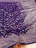 Purple 100% Pure Khaddi Georgette SHIKARGAH Saree