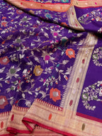 Prebook | Purple 100% Pure Ektara Banarasi Kora Jamdani Saree