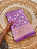 Lavender 100% Pure Banarasi Katan Silk Meenakari Saree