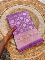 Lavender 100% Pure Banarasi Katan Silk Meenakari Saree