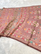Dusty Pink 100% Pure Ektara Banarasi Cotton Jamdani Saree
