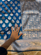 Sapphire Blue 100% Pure Banarasi Katan Silk Saree