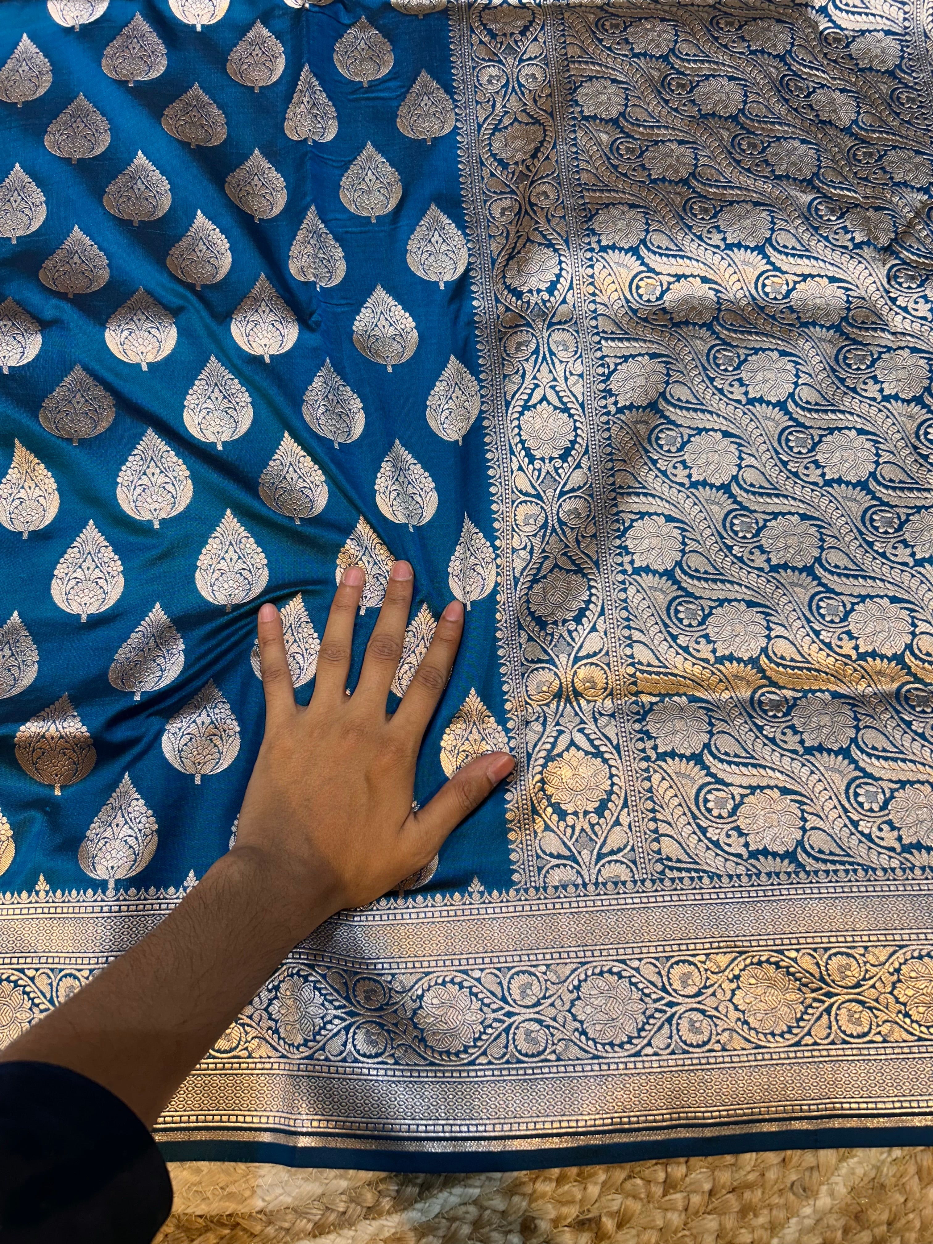 Sapphire Blue 100% Pure Banarasi Katan Silk Saree