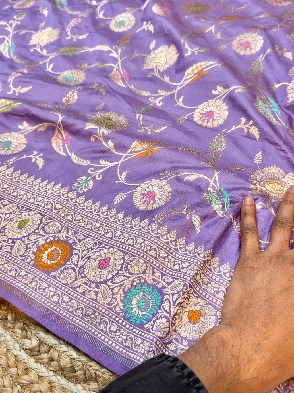 Prebook | Lavender 100% Pure Banarasi Katan Silk Meenakari Saree