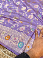 Prebook | Lavender 100% Pure Banarasi Katan Silk Meenakari Saree