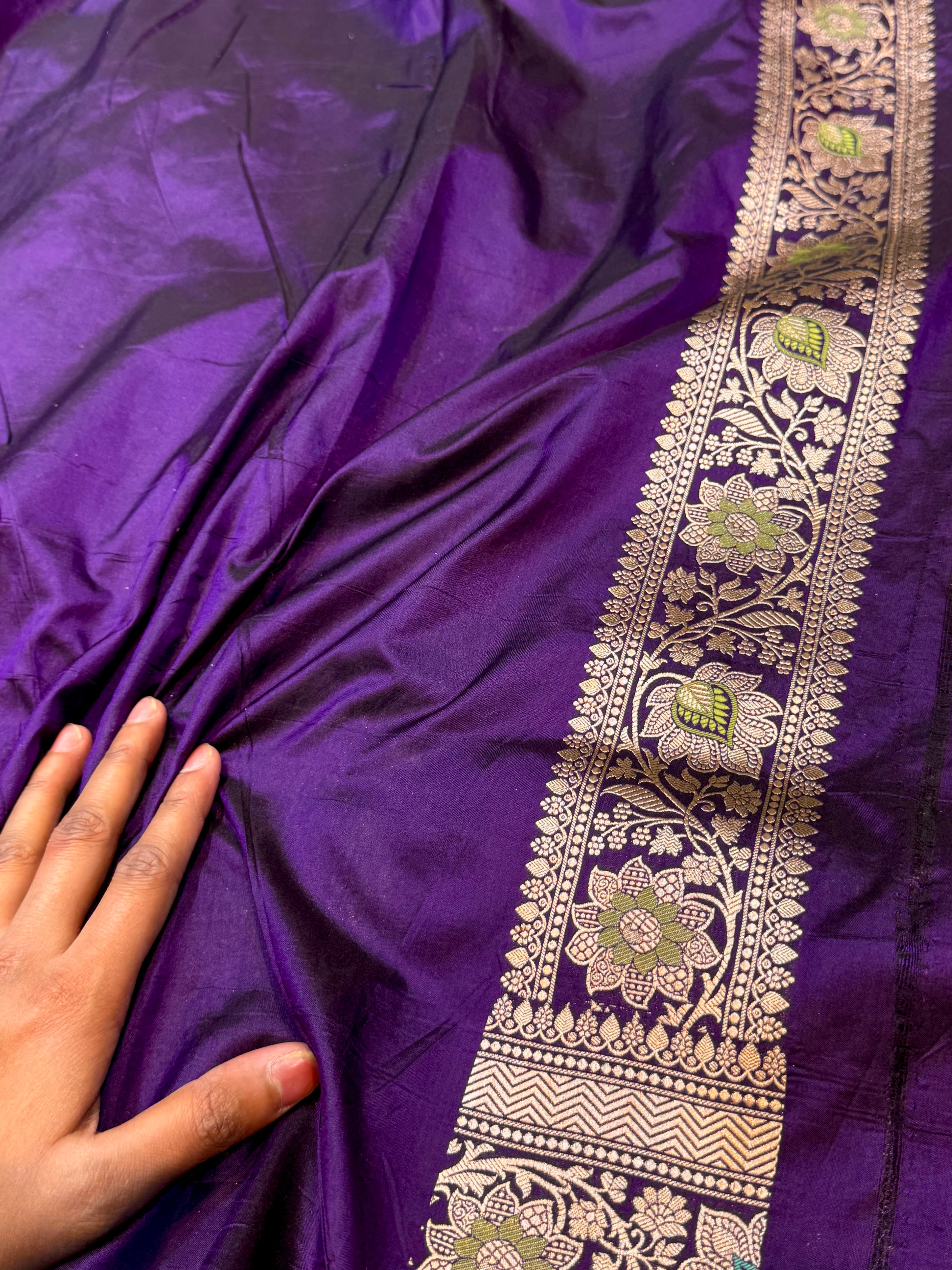 Prebook | Violet Purple 100% Pure Banarasi Katan Silk Meenakari Saree