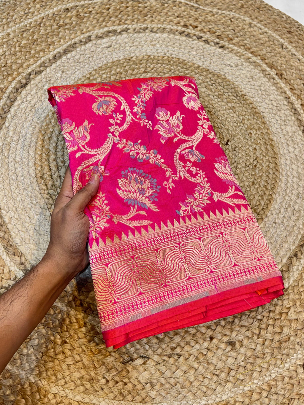 Dual Shade Pink 100% Pure Banarasi Katan Silk Meenakari Saree