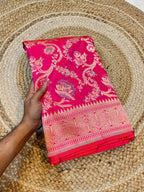 Dual Shade Pink 100% Pure Banarasi Katan Silk Meenakari Saree