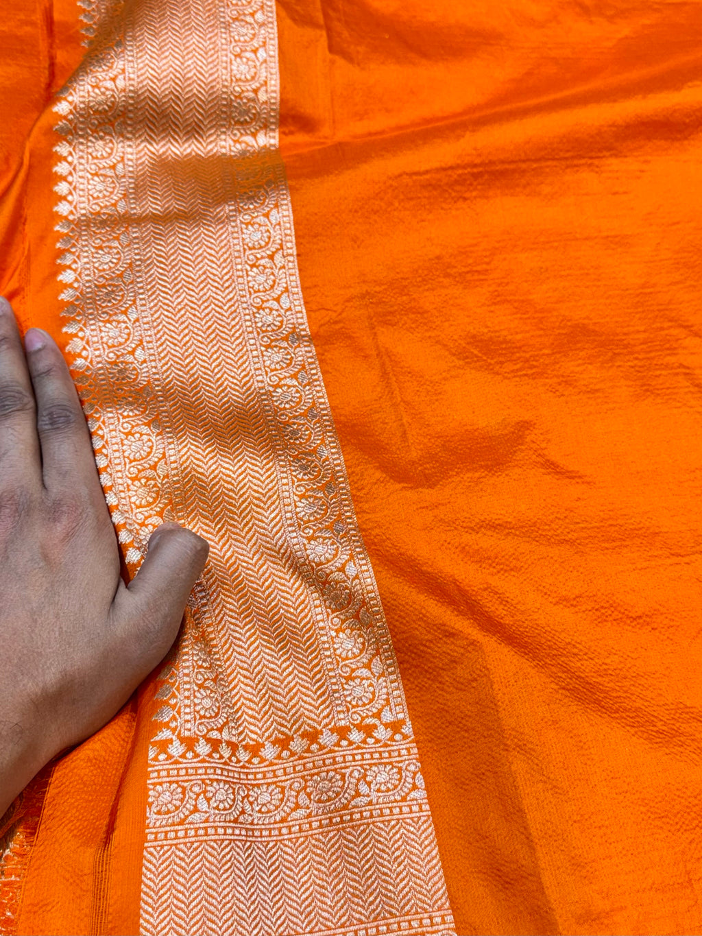 Prebook | Fanta Orange 100% Pure Banarasi Katan Silk Saree