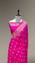 Fuscia Pink Pure Banarasi Katan Silk Saree