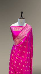 Fuscia Pink Pure Banarasi Katan Silk Saree