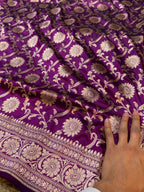 Wine Purple 100% Pure Banarasi Katan Silk Saree