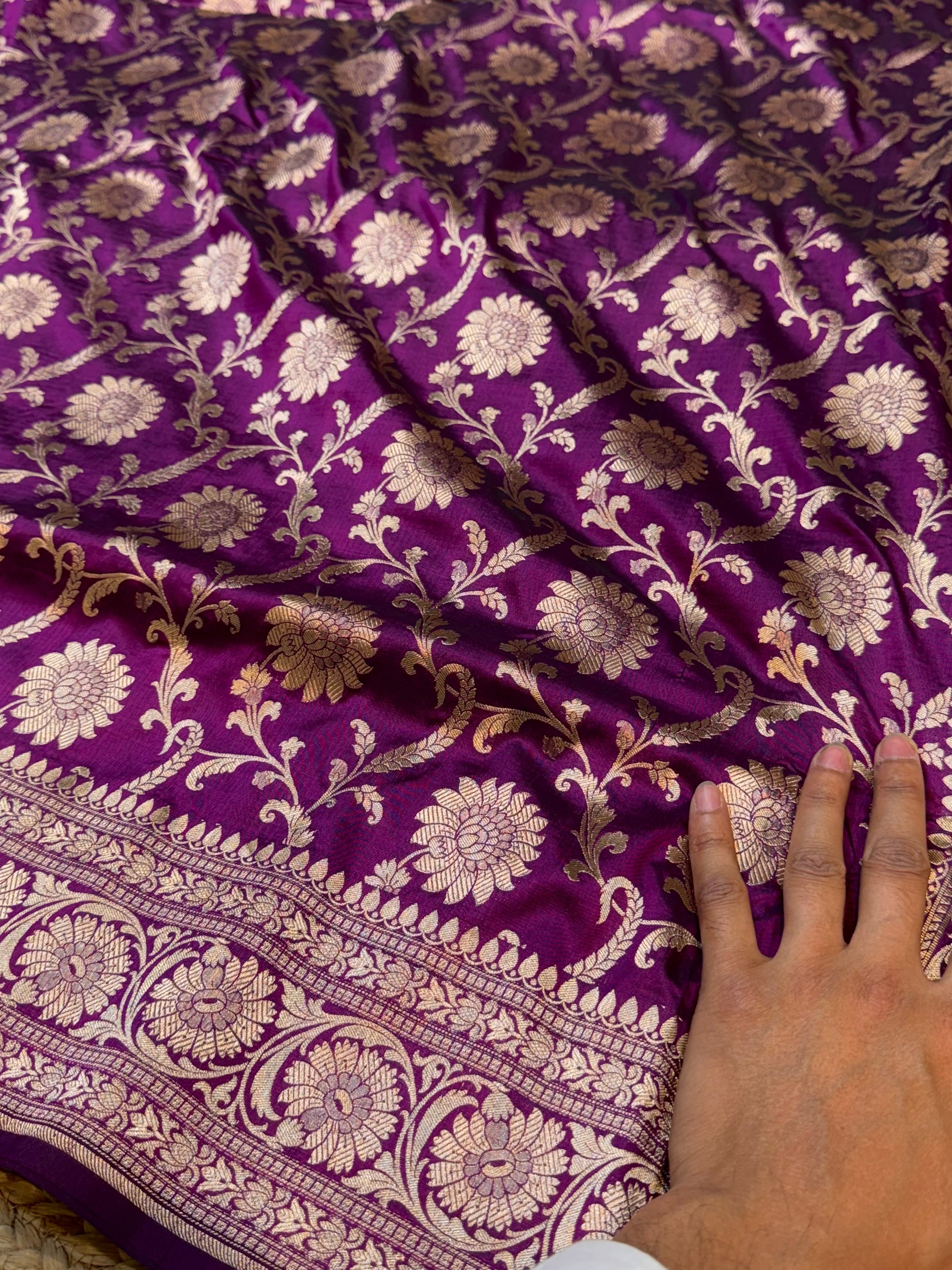 Wine Purple 100% Pure Banarasi Katan Silk Saree