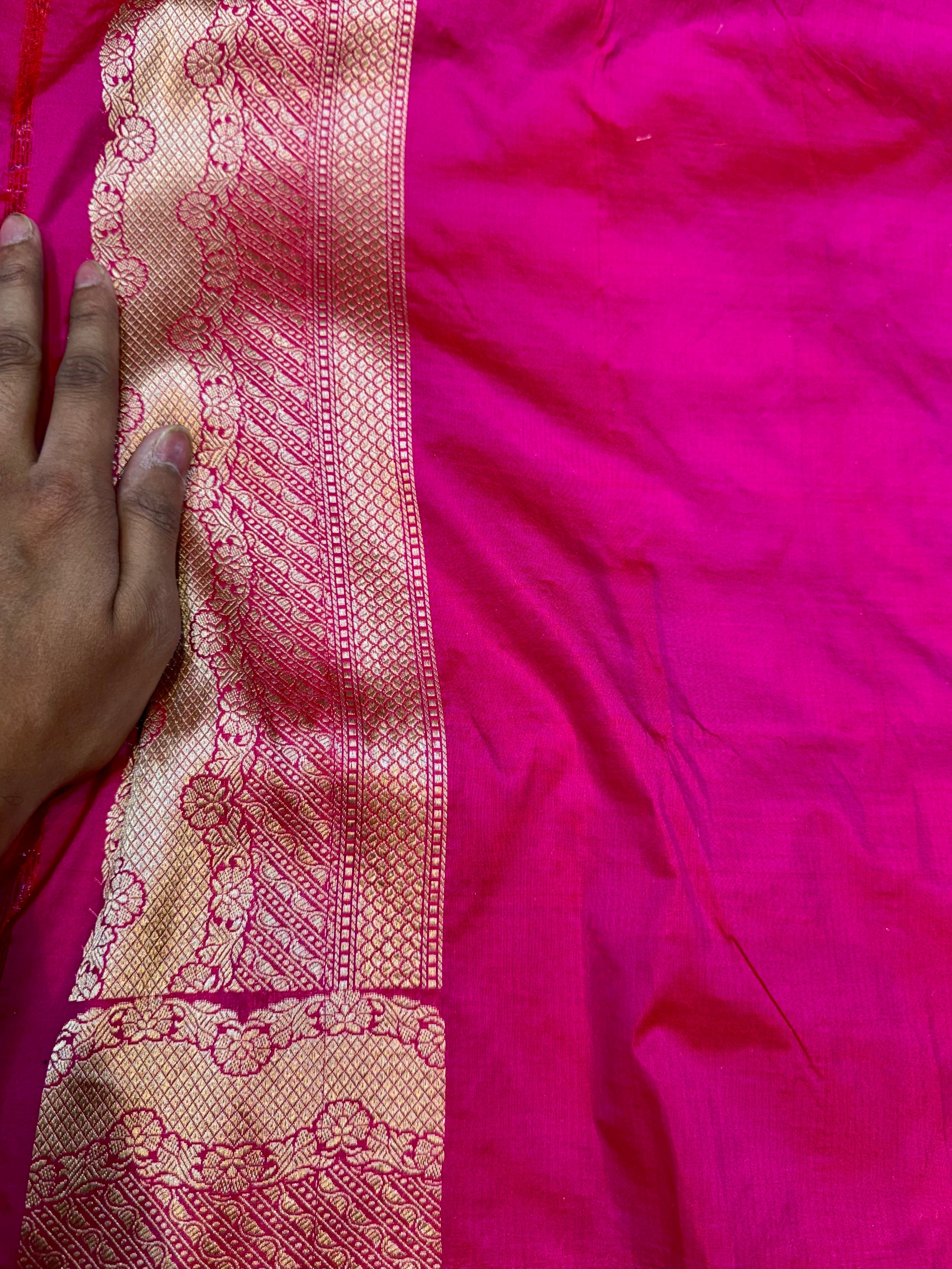 Prebook | Rani Pink 100% Pure Banarasi Katan Silk Tilfi Meenakari Saree