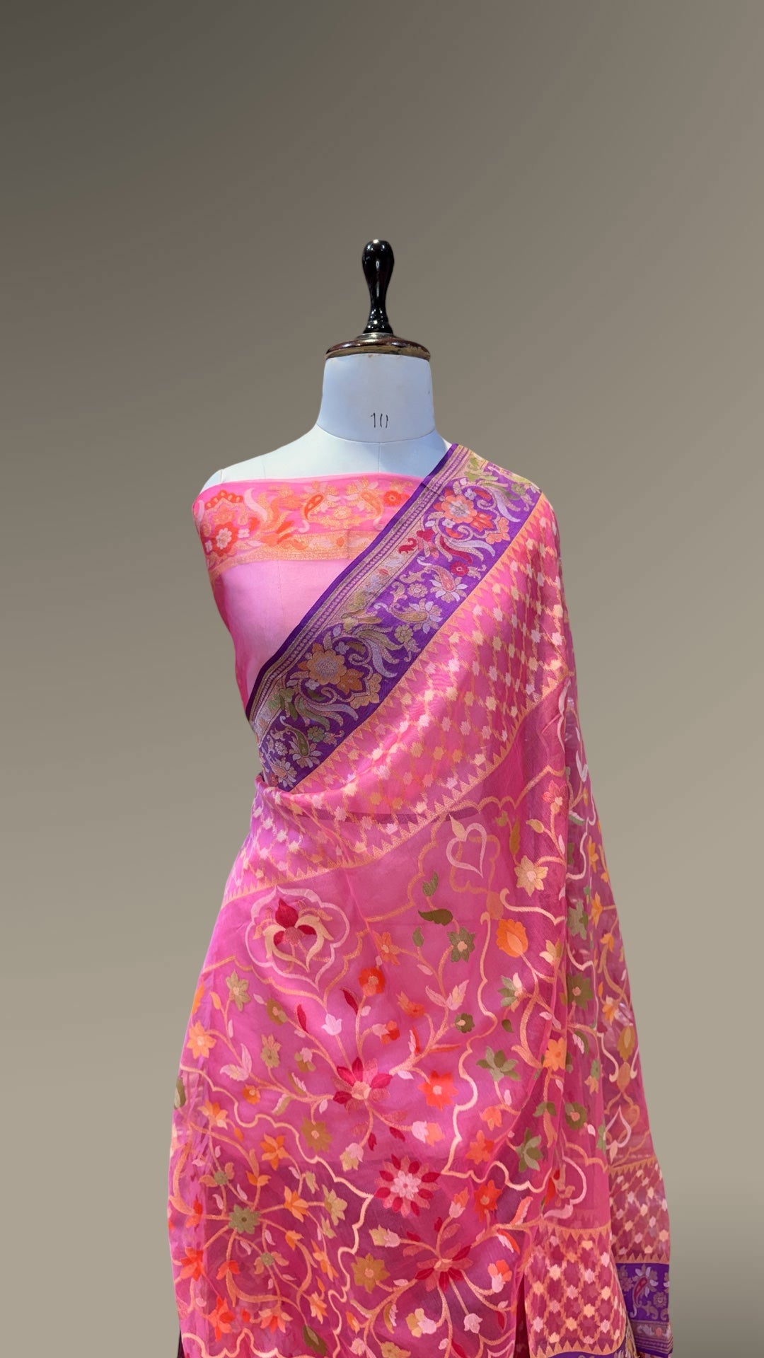 Prebook | Baby Pink 100% Pure Ektara Banarasi Kora Jamdani Saree