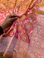 Dual Shade Pink Pure Banarasi Katan Silk Meenakari Saree